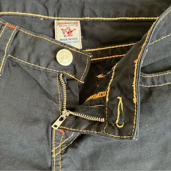 True Religion Vintage Y2K Linen Blend Capri Shorts Jorts Low Rise Flap Pockets - Picture 10 of 16